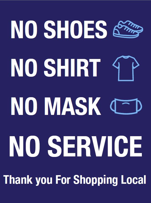 no shoes no shirt no mask no service